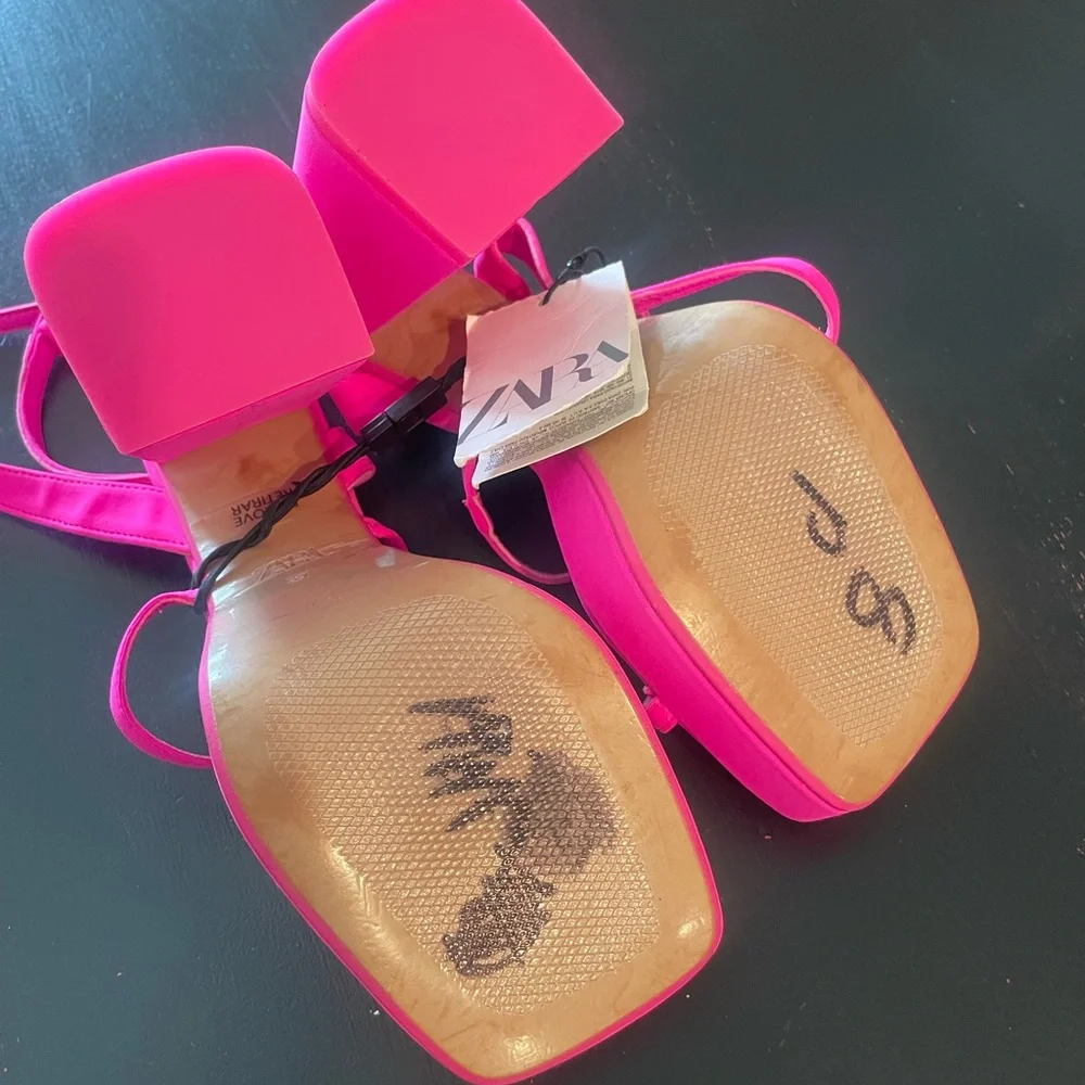 Zara Hot Pink Strappy Sandals NWT - Picture 5 of 6